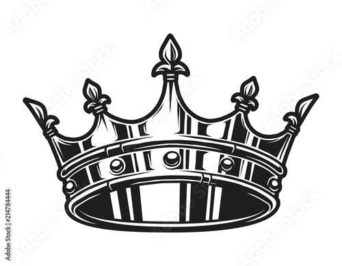 Vintage monochrome royal crown template