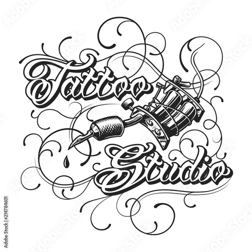 Vintage tattoo studio monochrome logotype