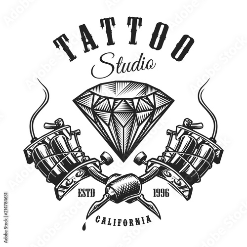 Vintage tattoo monochrome label