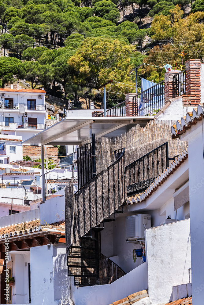 Unique white painted village of Mijas. Mijas (not far from Malaga) - Spanish hill town overlooking the Costa del Sol, known for its white-washed buildings. Mijas, Andalusia, Spain. Unique white painted village of Mijas. Mijas (not far from Malaga) - Spanish hill town overlooking the Costa del Sol, known for its white-washed buildings. Mijas, Andalusia, Spain.