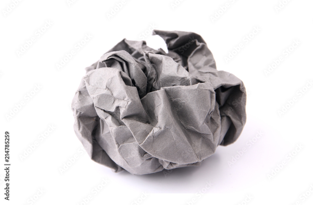 Crumpled paper against a white background.