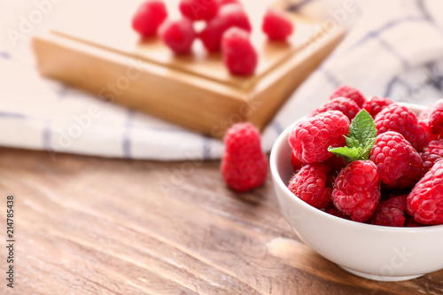 Fresh ripe red raspberries ...