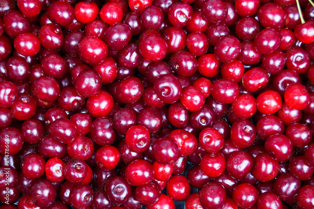 background of red ripe cherries. background of red ripe cherries.