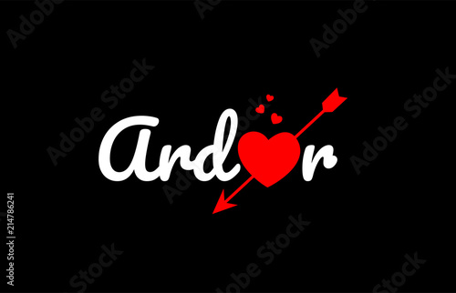 Bild auf Leinwand ardor word text with red broken heart