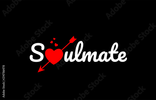 soulmate word text with red broken heart