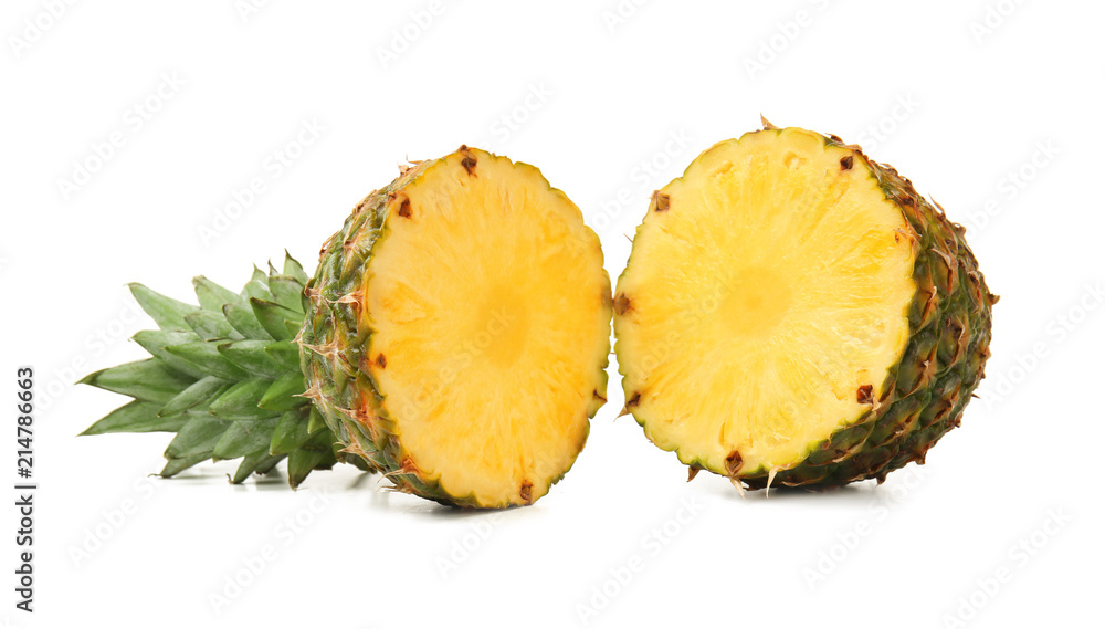 Delicious cut pineapple on white background Delicious cut pineapple on white background