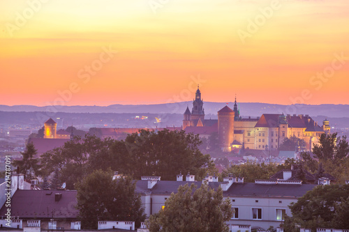 Obraz na płótnie Aerial Krakow from Kopiec Kraka (Krakus Mound w salonie