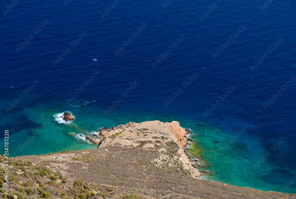 Scenic view of wild coast in Nisyros island, Greece
