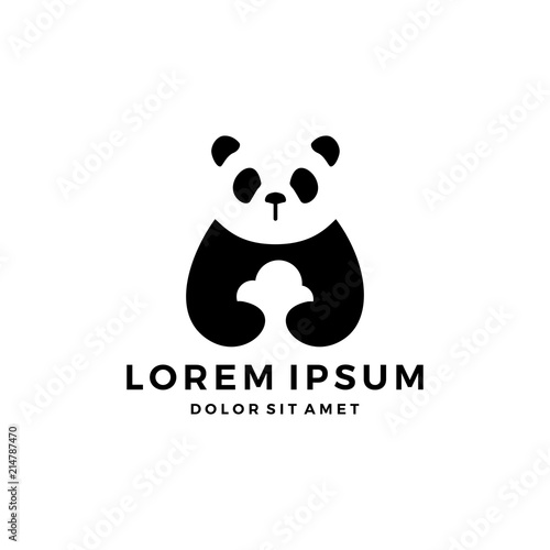 panda cloud negative space logo mascot character illustration