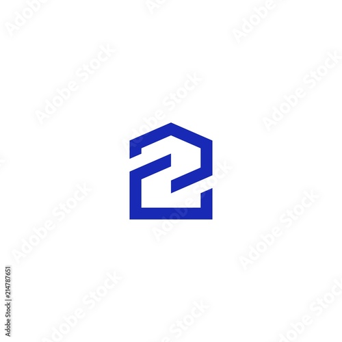 number 2 house home icon logo line outline sign