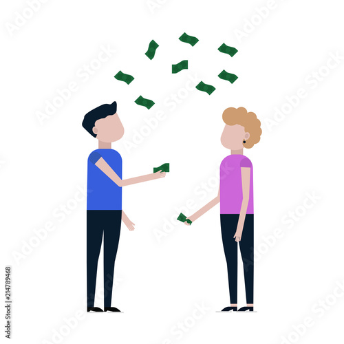 People catch falling money icon