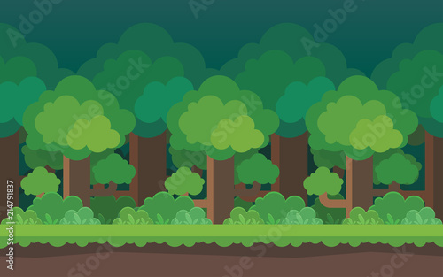 Cartoon forest seamless background Elements for mobile games