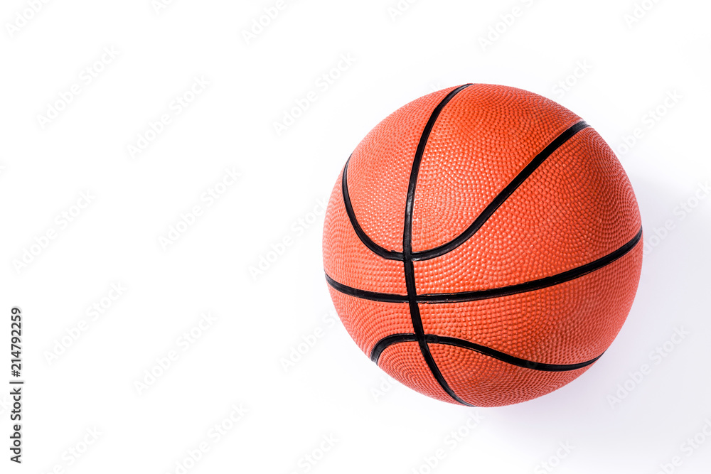 Basketball isolated on white background. Top view. Copyspace.

