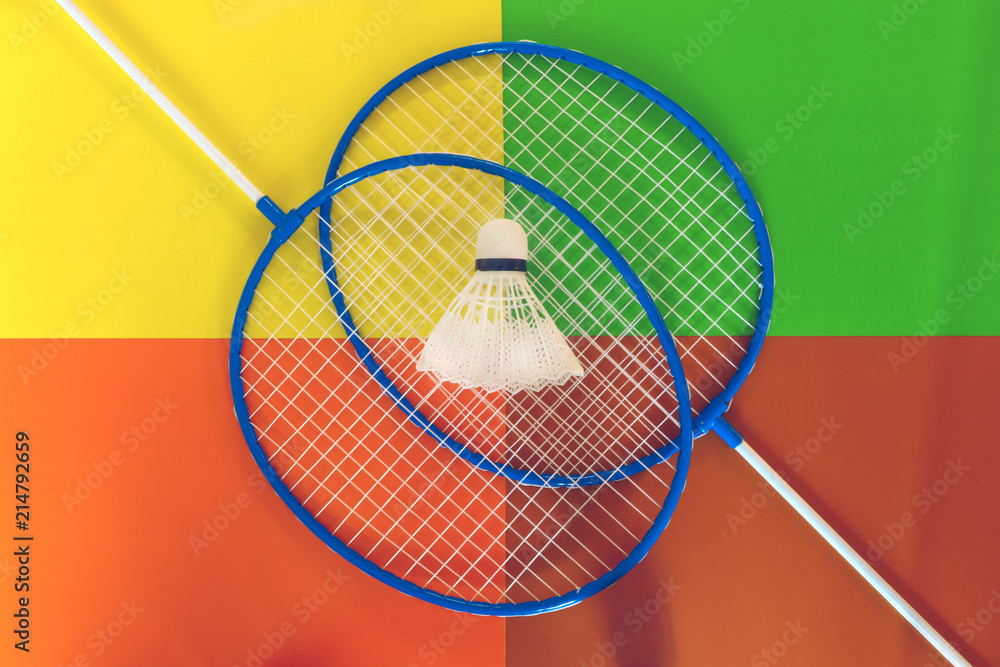 badminton racquet on a colored background