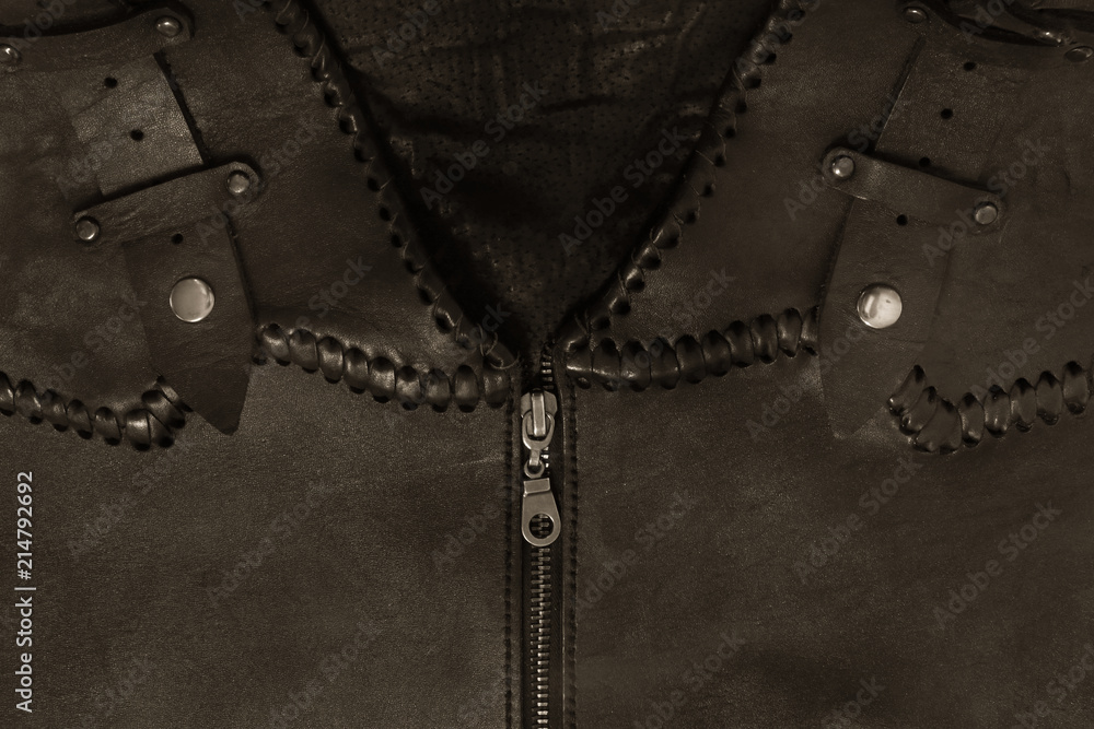 detail of leather clothes for bikers