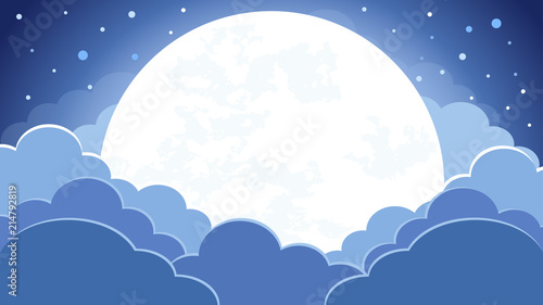 Colorful of the night sky background with clouds and moonlight