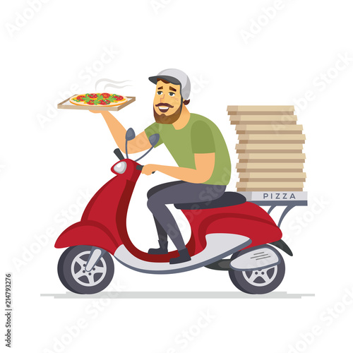 Delivery man - cartoon people characters isolated illustration