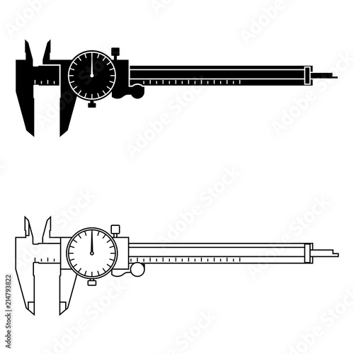 illustration of measuring device. Dial caliper
