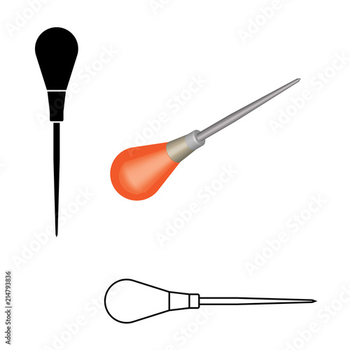illustration of marking tool. Scratch awl. Flat and 3D effect vector photo