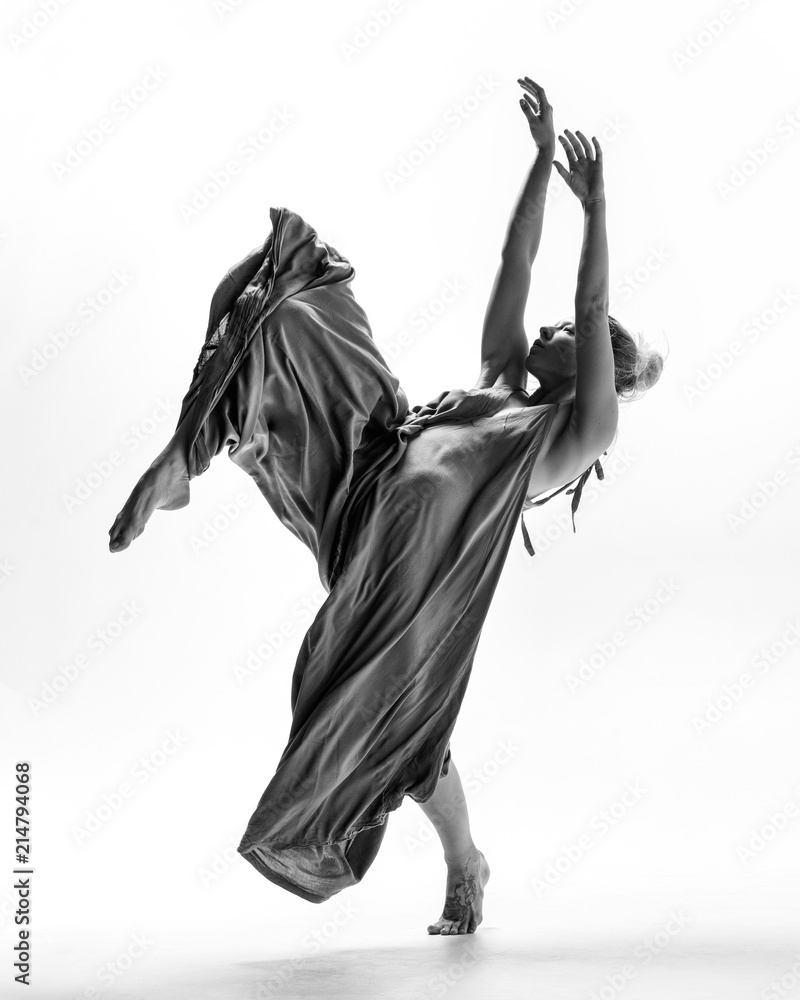Fototapeta premium Beuatiful female dancer. White background
