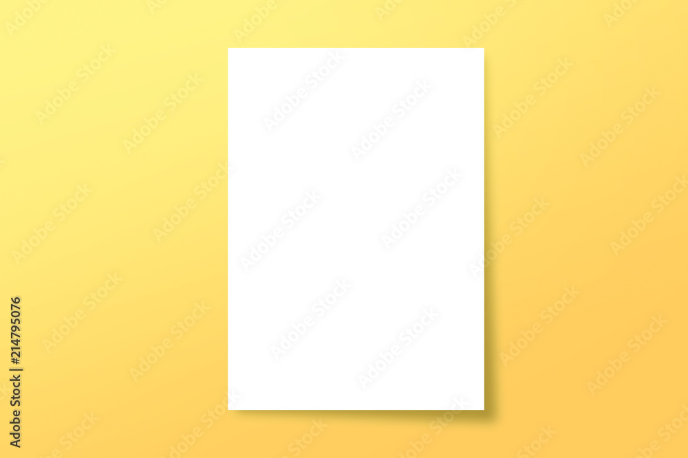 Blank A4 paper template on yellow of background. Blank A4 paper template on yellow of background.
