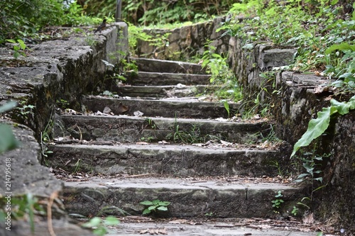 Stone steps by locks in park setting old WPA