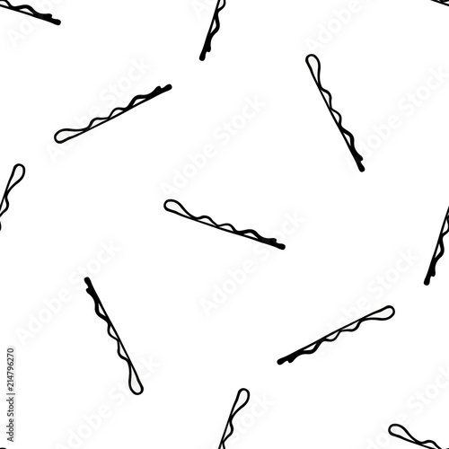 Hair pin. Seamless pattern with hand draw pins. Hand-drawn background. Vector illustration. Real watercolor drawing.