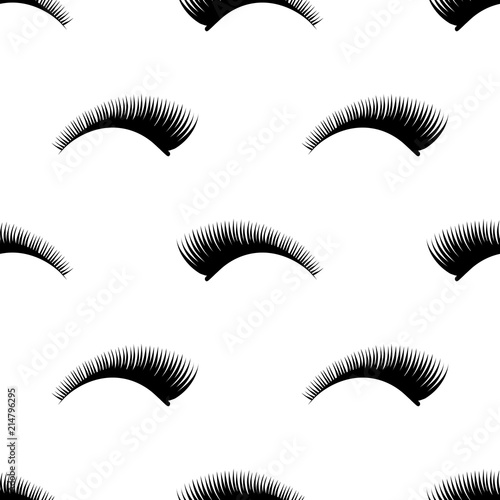 Eyelashes seamless pattern design. Beauty makeup concept. Makeup artist design for web or card. Eyelashes pattern. Fashion illustration. Seamless monochrome eyelash pattern background