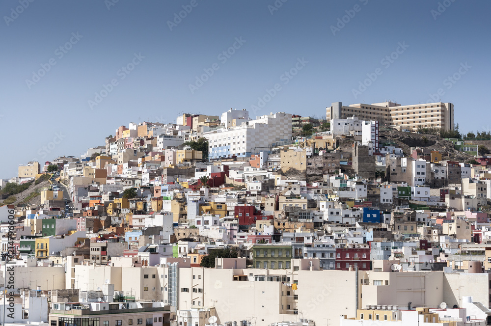 Views of the city of Las Palmas de Gran Canaria, Canary Islands, Spain, from the belltower of the Cathedral of Santa Ana