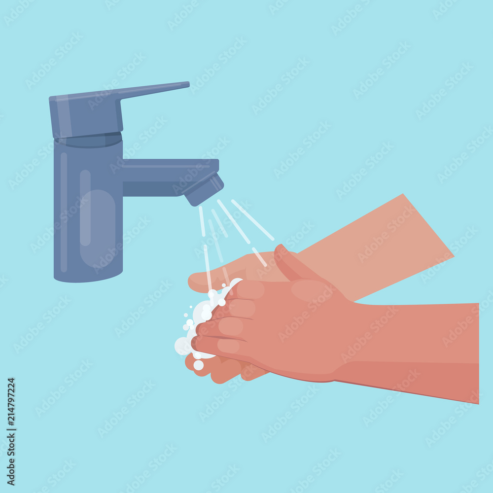 Handwashing with soap under the tap Handwashing with soap under the tap