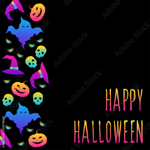 Abstract rainbow happy halloween card background. Modern pattern for halloween card  party invitation  wallpaper  holiday shop sale   bag print  t shirt  workshop advertising etc.