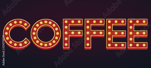 COFFEE alphabet sign marquee light bulb vintage