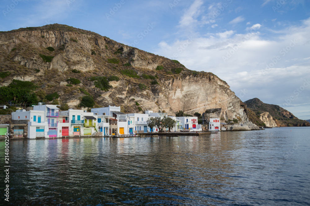 Traditional Colorful Greek Fishing Village Houses in Klima, Milos, Cyclades, Greece