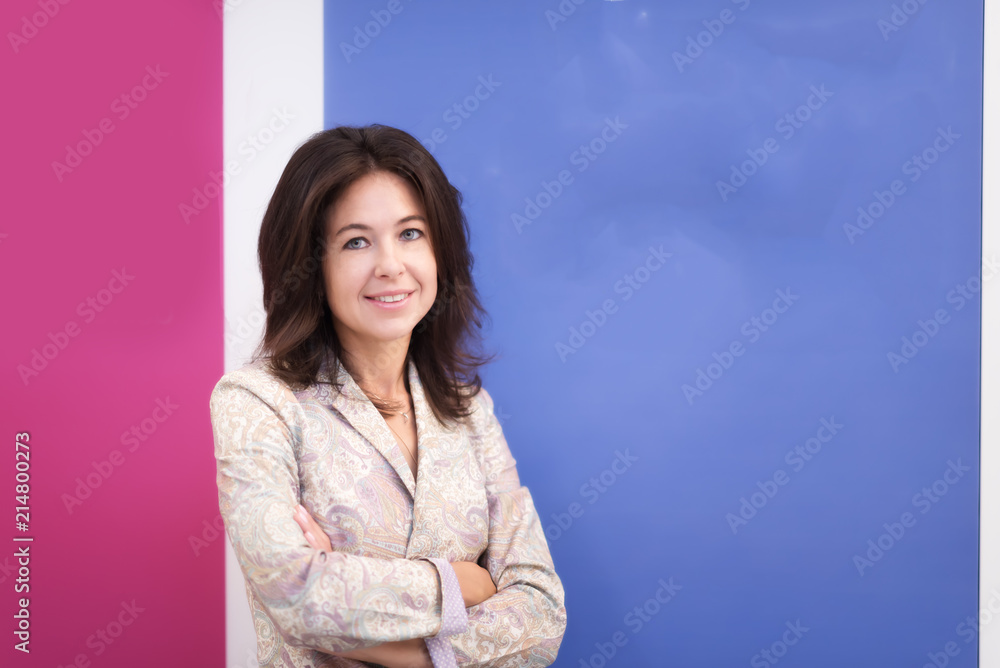 Modern business woman in the office with copy space Modern business woman in the office with copy space