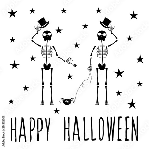Abstract monochrome happy halloween card background. Modern black and white pattern for halloween card, party invitation, wallpaper, holiday shop sale,  bag print, t shirt, workshop advertising etc.