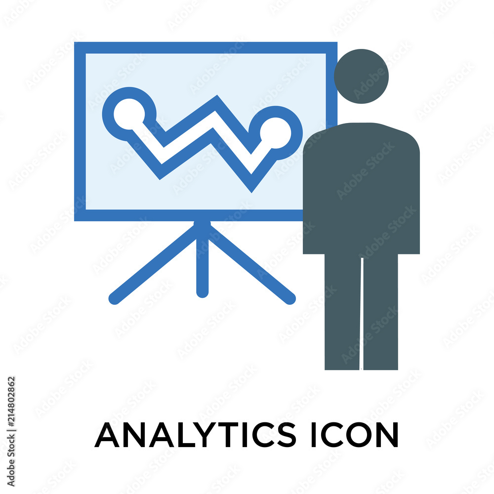 Analytics icon vector sign and symbol isolated on white background, Analytics logo concept