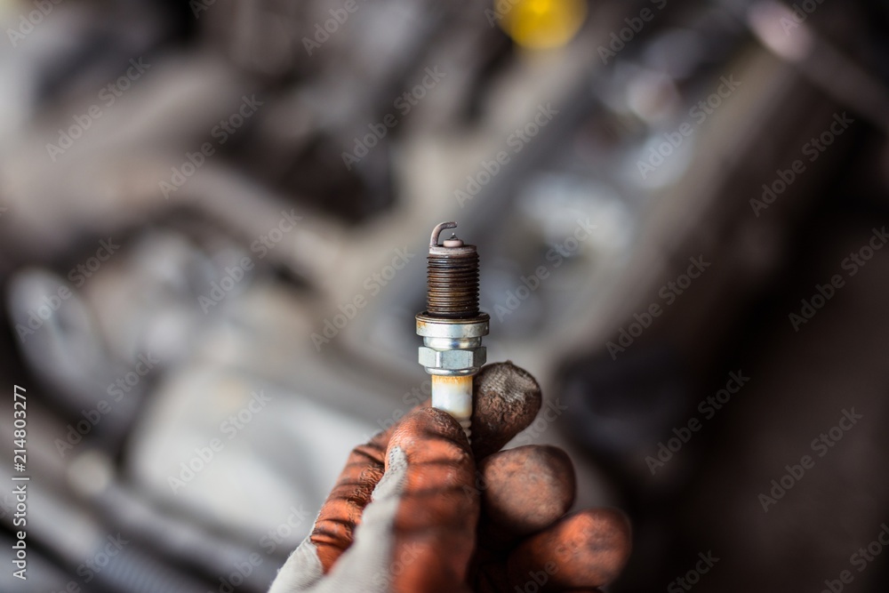 Old broken car spark plugs