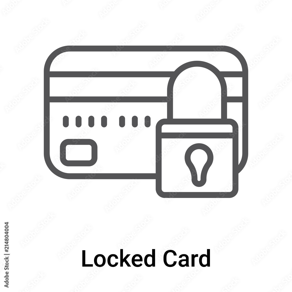 Locked Card icon vector sign and symbol isolated on white background, Locked Card logo concept Locked Card icon vector sign and symbol isolated on white background, Locked Card logo concept
