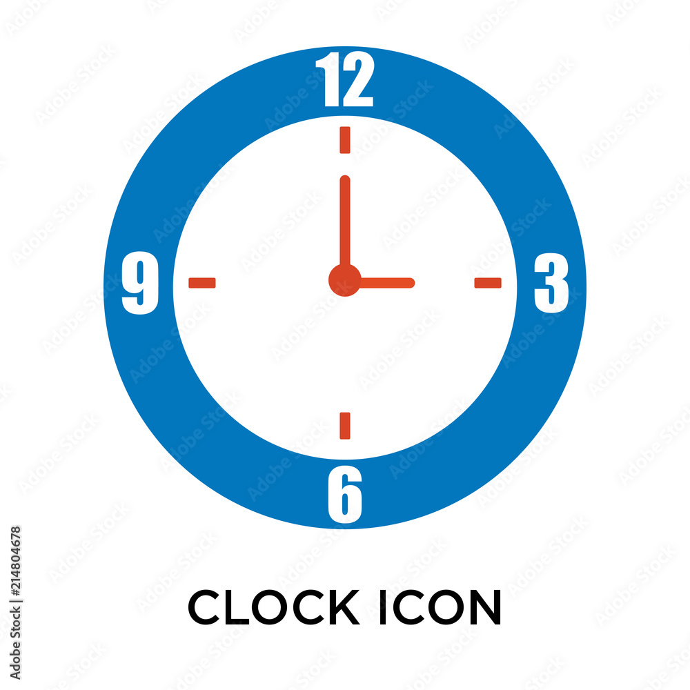 Clock icon vector sign and symbol isolated on white background, Clock logo concept Clock icon vector sign and symbol isolated on white background, Clock logo concept