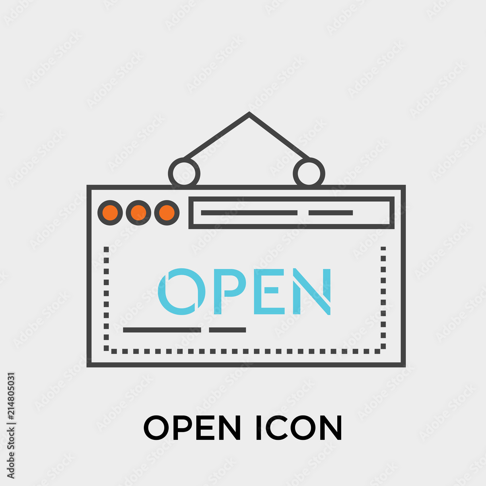 Open icon vector sign and symbol isolated on white background, Open logo concept Open icon vector sign and symbol isolated on white background, Open logo concept