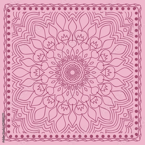 Design print for kerchief. The pattern of the mandala. Vector illustration.