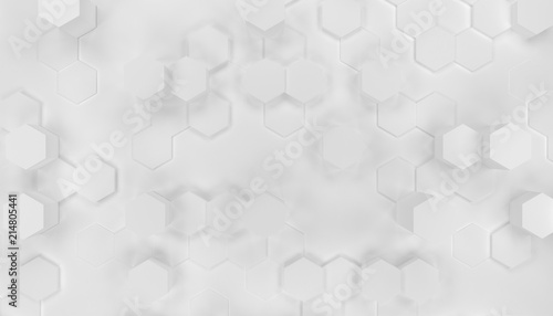 Illustration design of geometric hexagon surface. Grid pattern of waving hexagones. Pure white color.