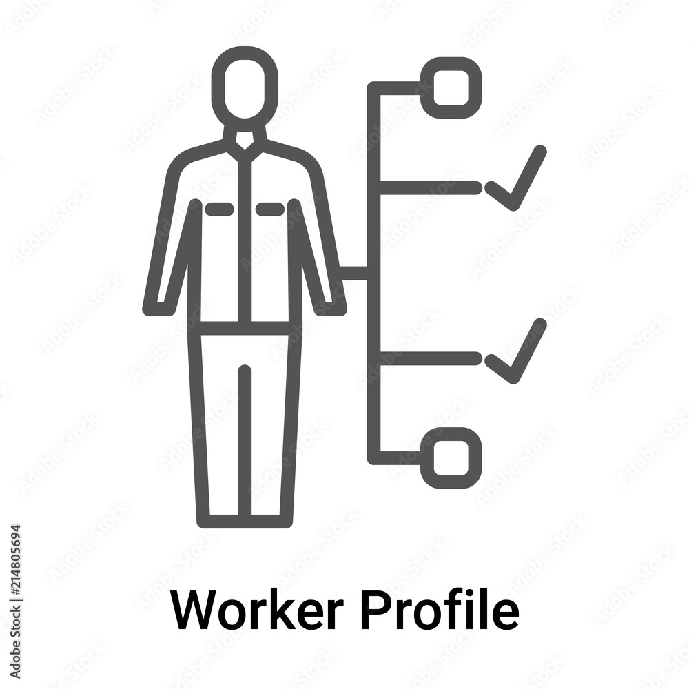 Fototapeta premium Worker Profile icon vector sign and symbol isolated on white background, Worker Profile logo concept