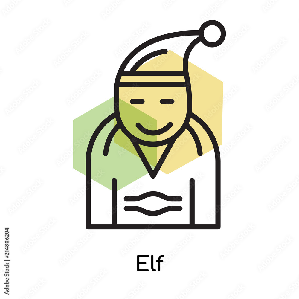 Elf icon vector sign and symbol isolated on white background, Elf logo concept Elf icon vector sign and symbol isolated on white background, Elf logo concept