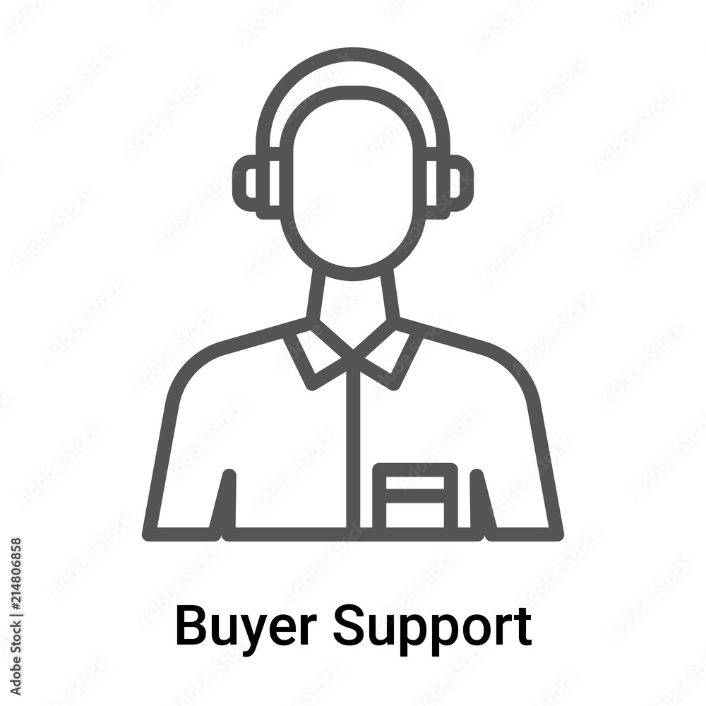 Buyer Support icon vector sign and symbol isolated on white background, Buyer Support logo concept Buyer Support icon vector sign and symbol isolated on white background, Buyer Support logo concept