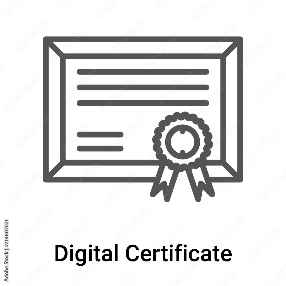Digital Certificate icon vector sign and symbol isolated on white Digital Certificate icon vector sign and symbol isolated on white