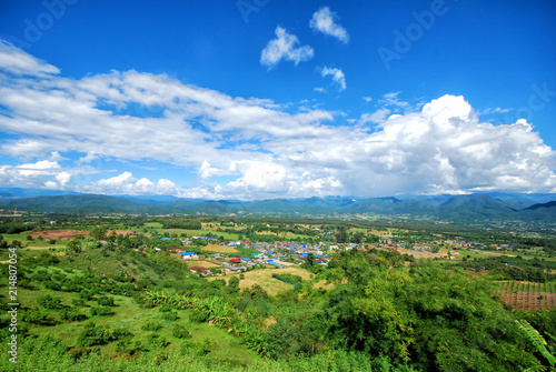 view scenary, view point, bird eye view of Pai district in Mae Hong Sorn, Thailand © njmucc