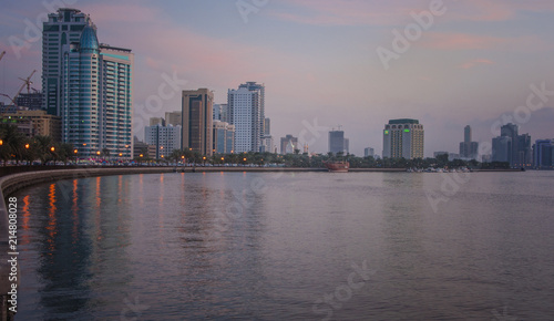 Sunset view of Sharjah lagoon. Sharjah UAE. © Иван Грабилин