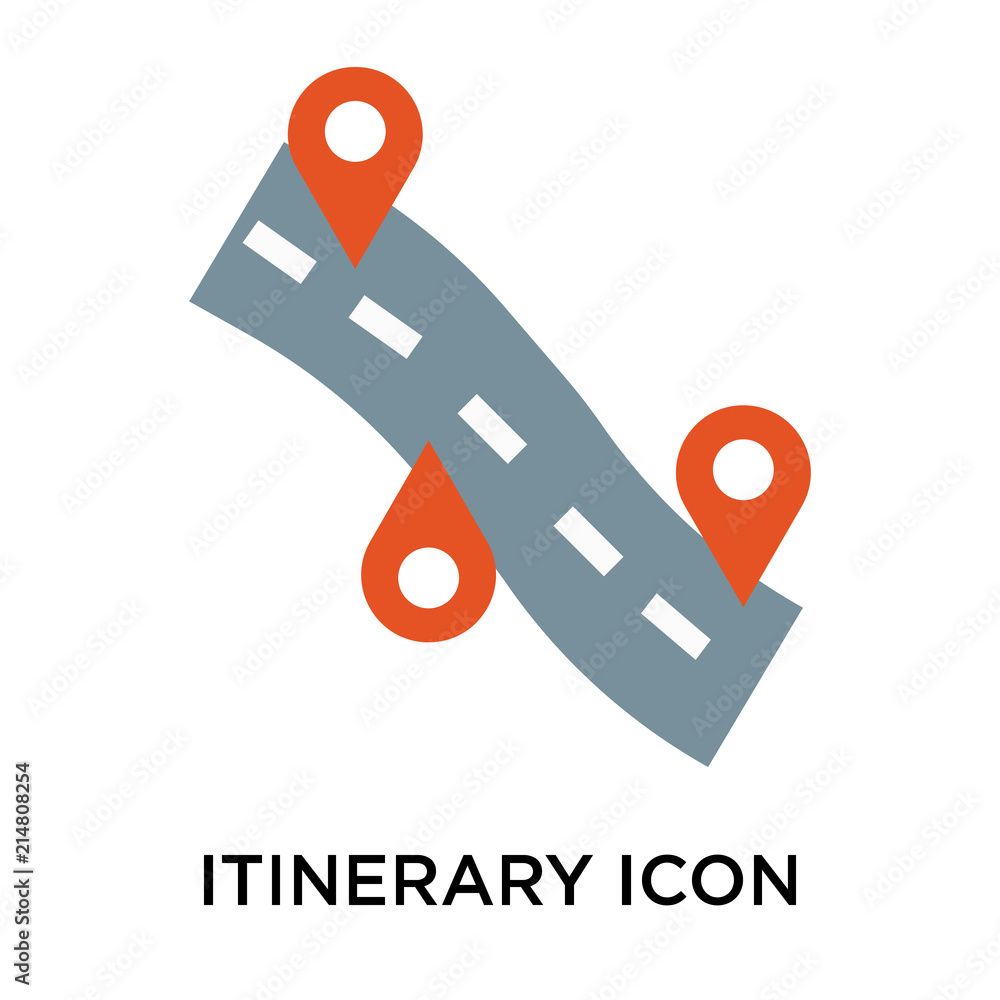Itinerary icon vector sign and symbol isolated on white background ...