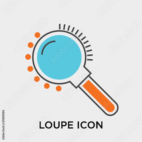 Loupe icon vector sign and symbol isolated on white background, Loupe logo concept